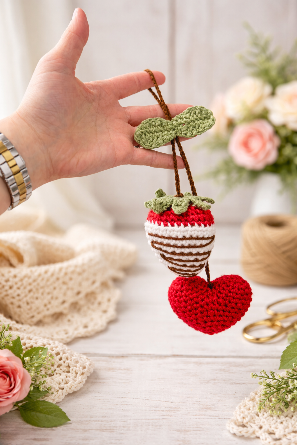 Chocolate Strawberry & Heart Car Hanger