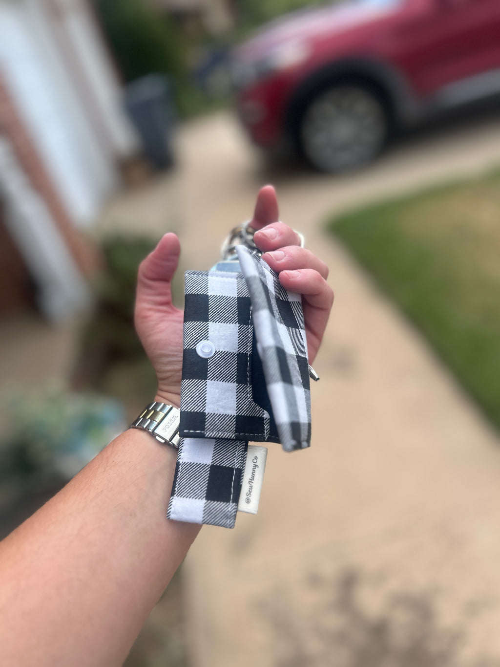 Black and White Fabric Keychain