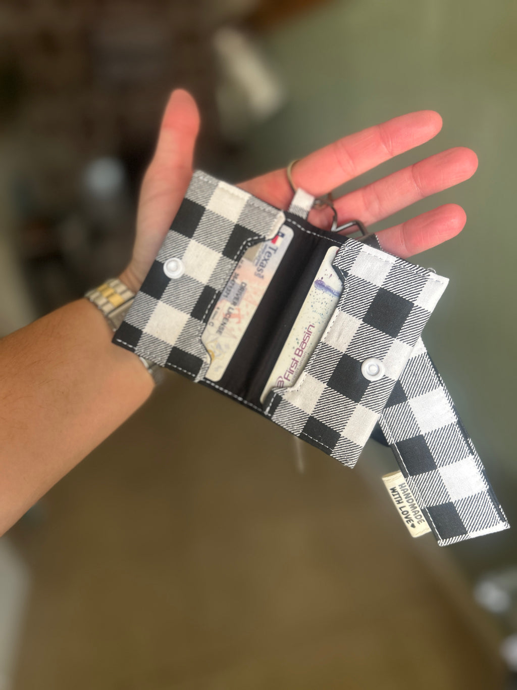 Black and White Fabric Keychain