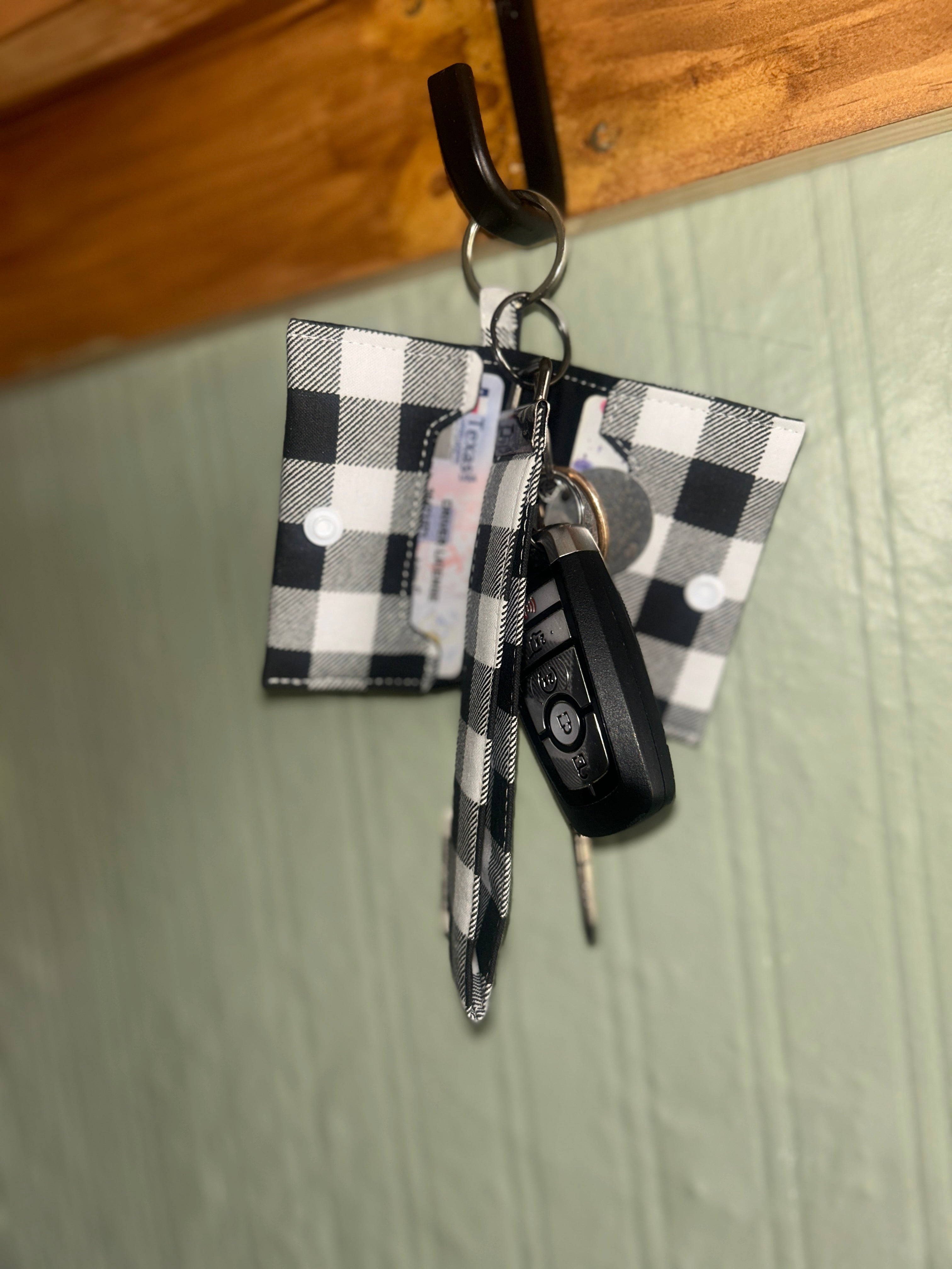 Black and White Fabric Keychain